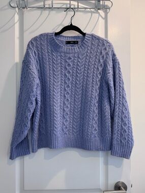 MNG Blue Cableknit Sweater Mango